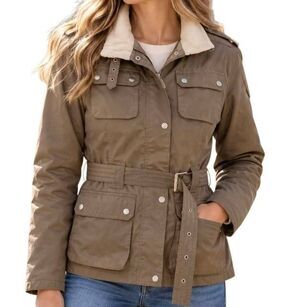 Free Country Radiance Women's Khaki Ski Snowboard Quilt Lined Coat w Faux Fur Co